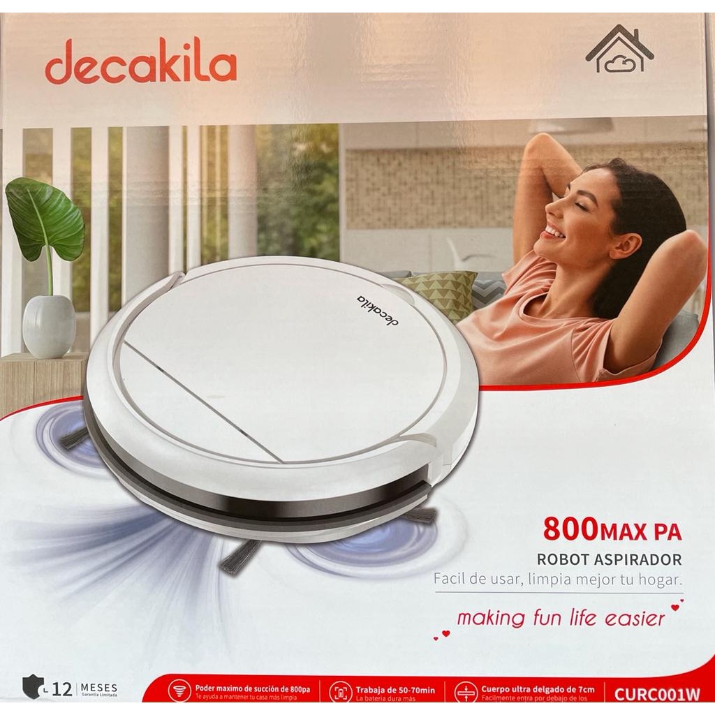 ASPIRADORA INLAMBRICA ESTILO ROBOT GIROSCOPICO PARA LIMPIEZA DECAKILA CURC001W BLANCO
