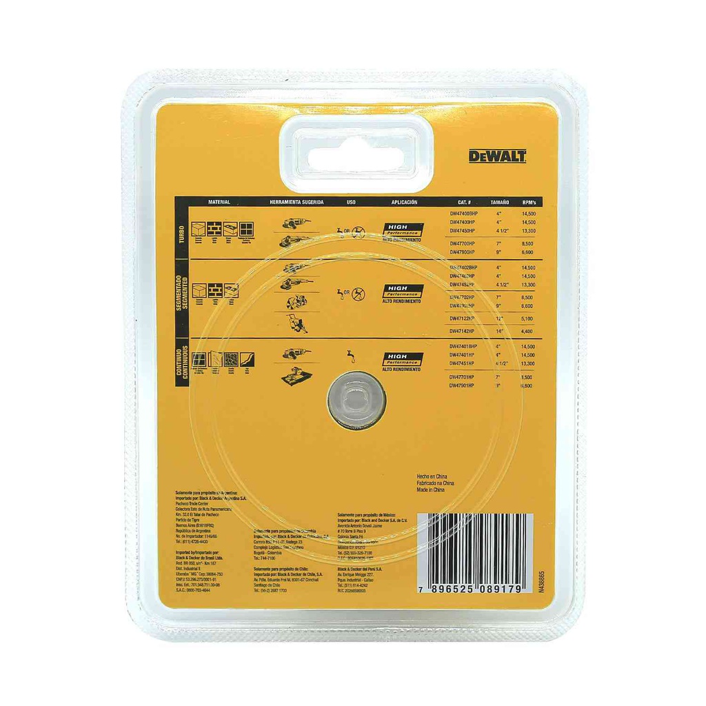 Disco diamantado para cortar concreto 4.1/2"  dw47450hp