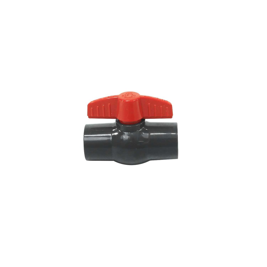 Valvula balin 3/4" pvc sin rosca perilla roja ld-828 gris