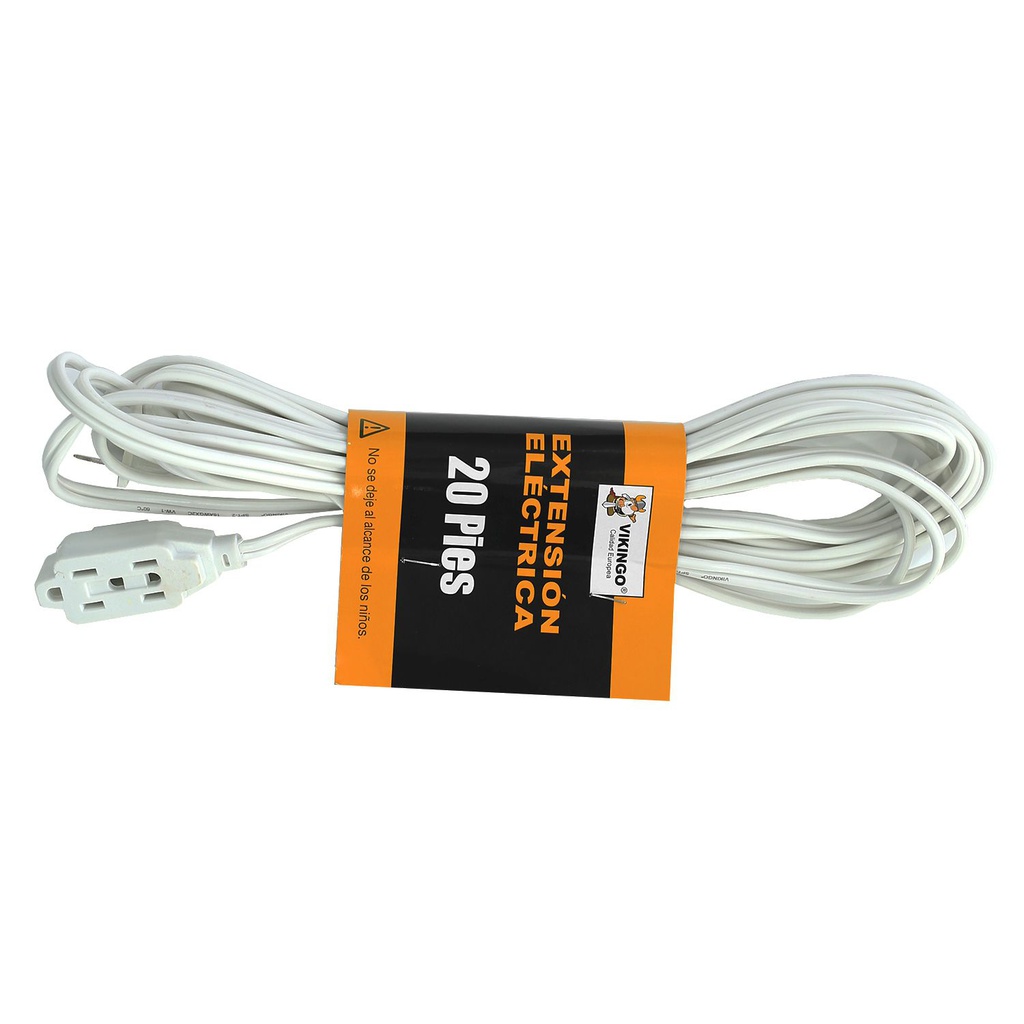 Extensión electrica  20' 13a 2/16g vikingo 8-800805n blanco