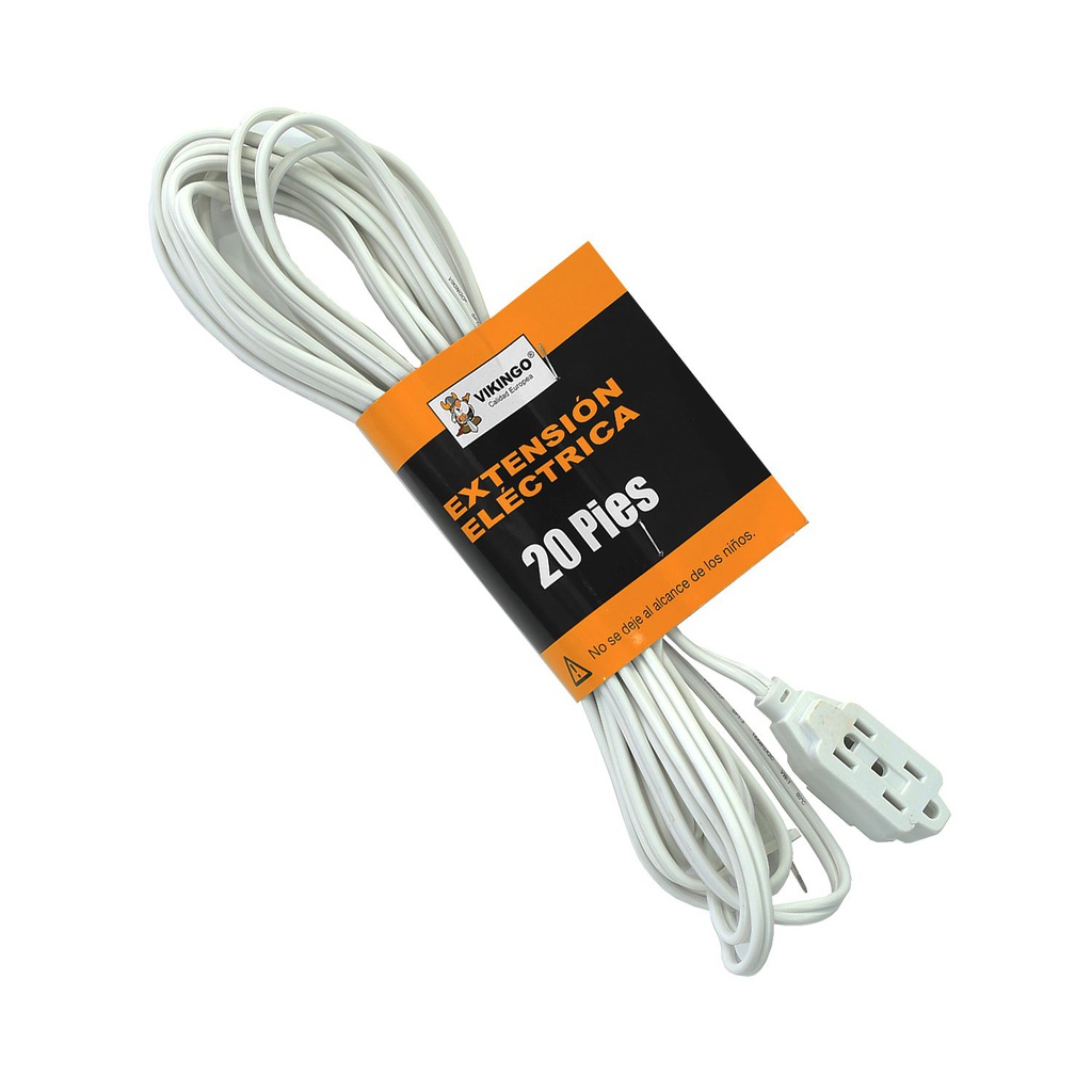 Extensión electrica  20' 13a 2/16g vikingo 8-800805n blanco