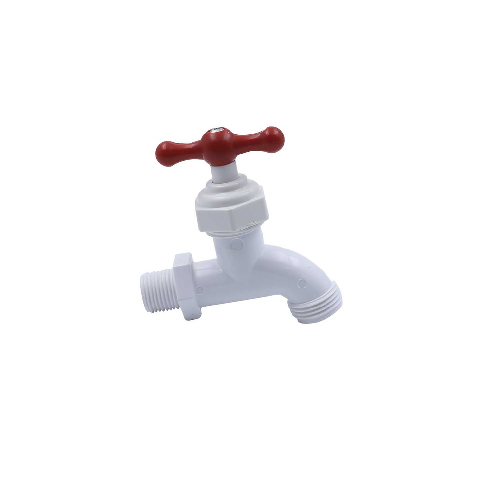 Llave pila 1/2" pvc perilla roja ld-897a