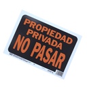 Rótulo plástico "propiedad privada no pasar" 3119