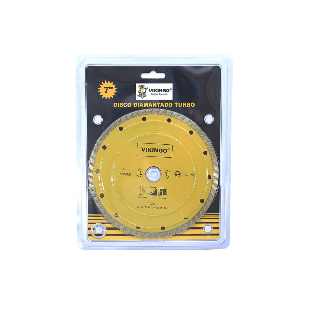 Disco diamantado cortar concreto 7" turbo vikingo