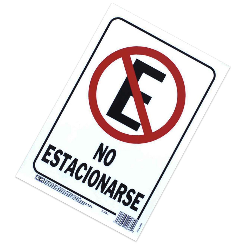 Rótulo plástico  "no estacionarse" 9x12" 20680