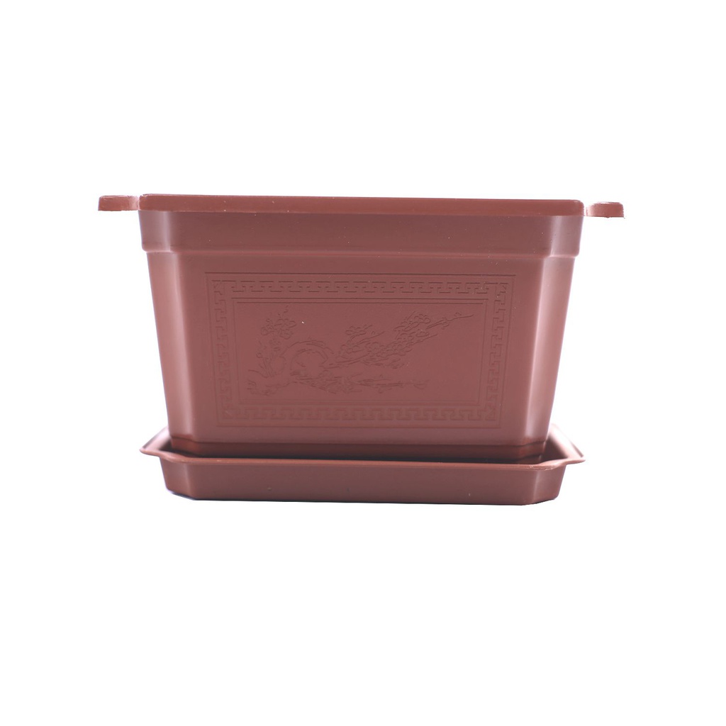 Macetera plástica rectangular 19x14x11cm con base 03804