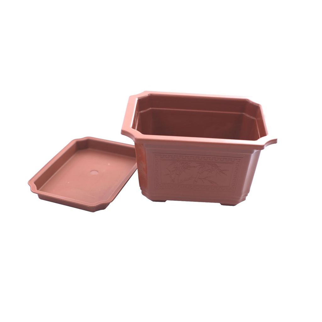 Macetera plástica rectangular 19x14x11cm con base 03804