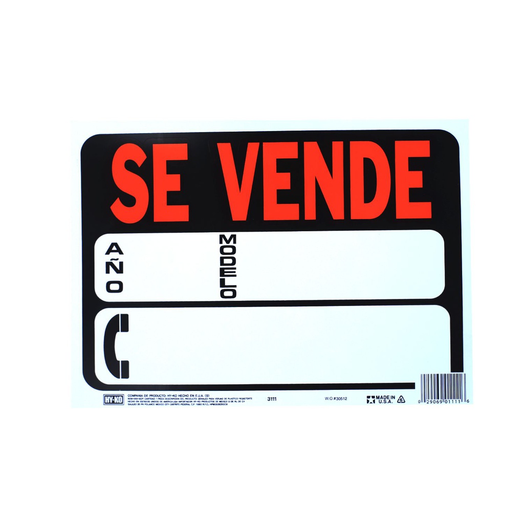 Rotulo plastico "se vende" auto 3111