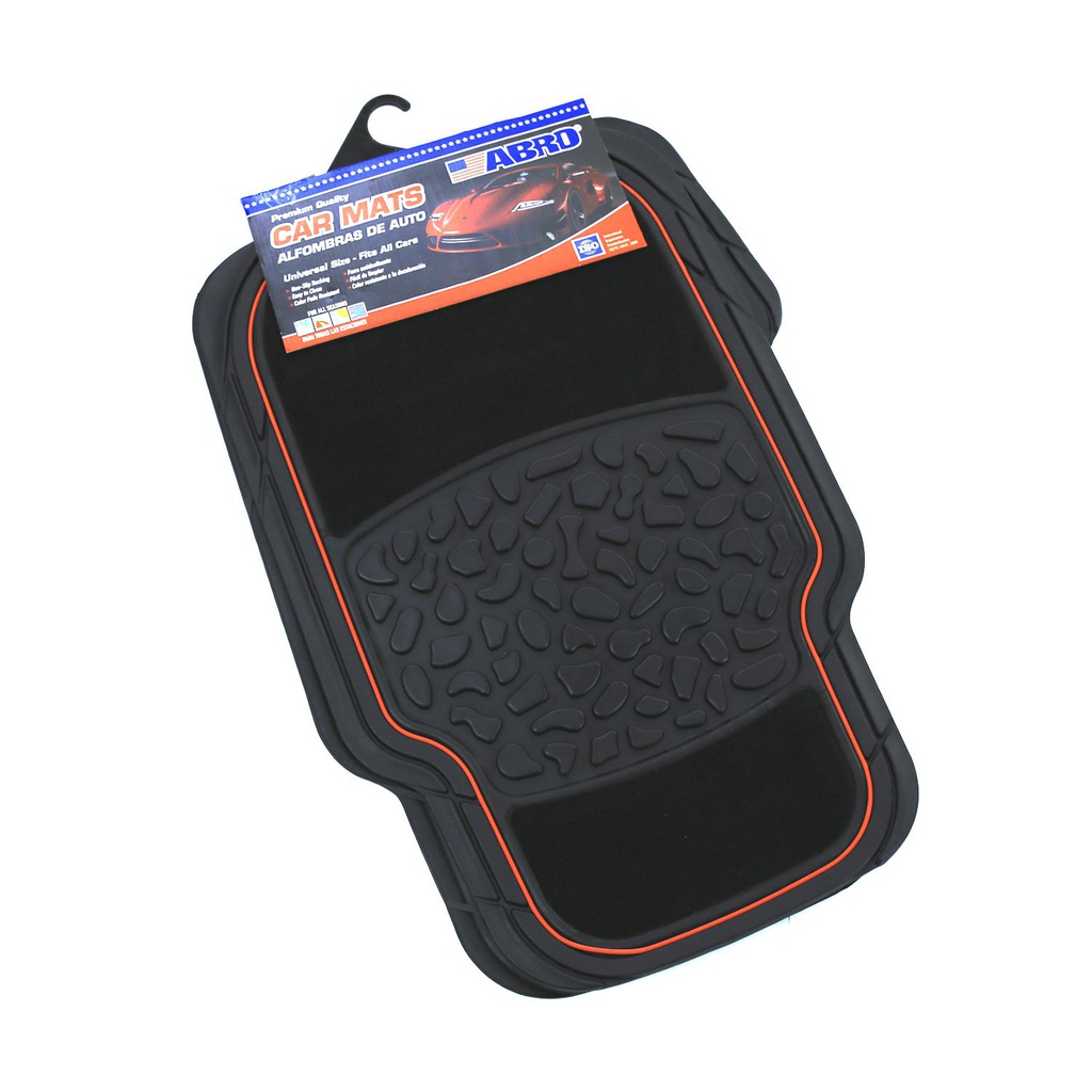 Alfombra de hule para carro hule 4 piezas abro cm2308 negro con rojo