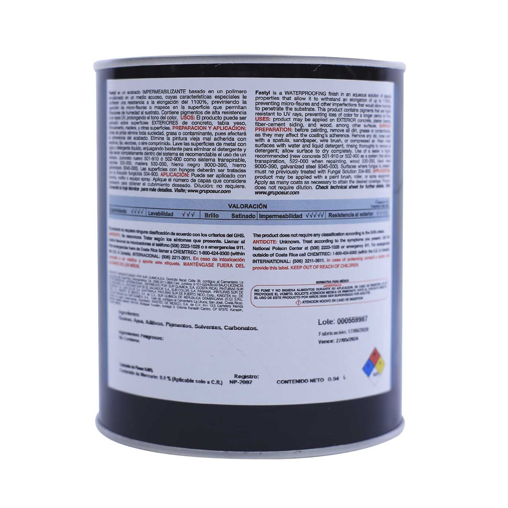 Impermeabilizante fastyl 1/4-gln blanco
