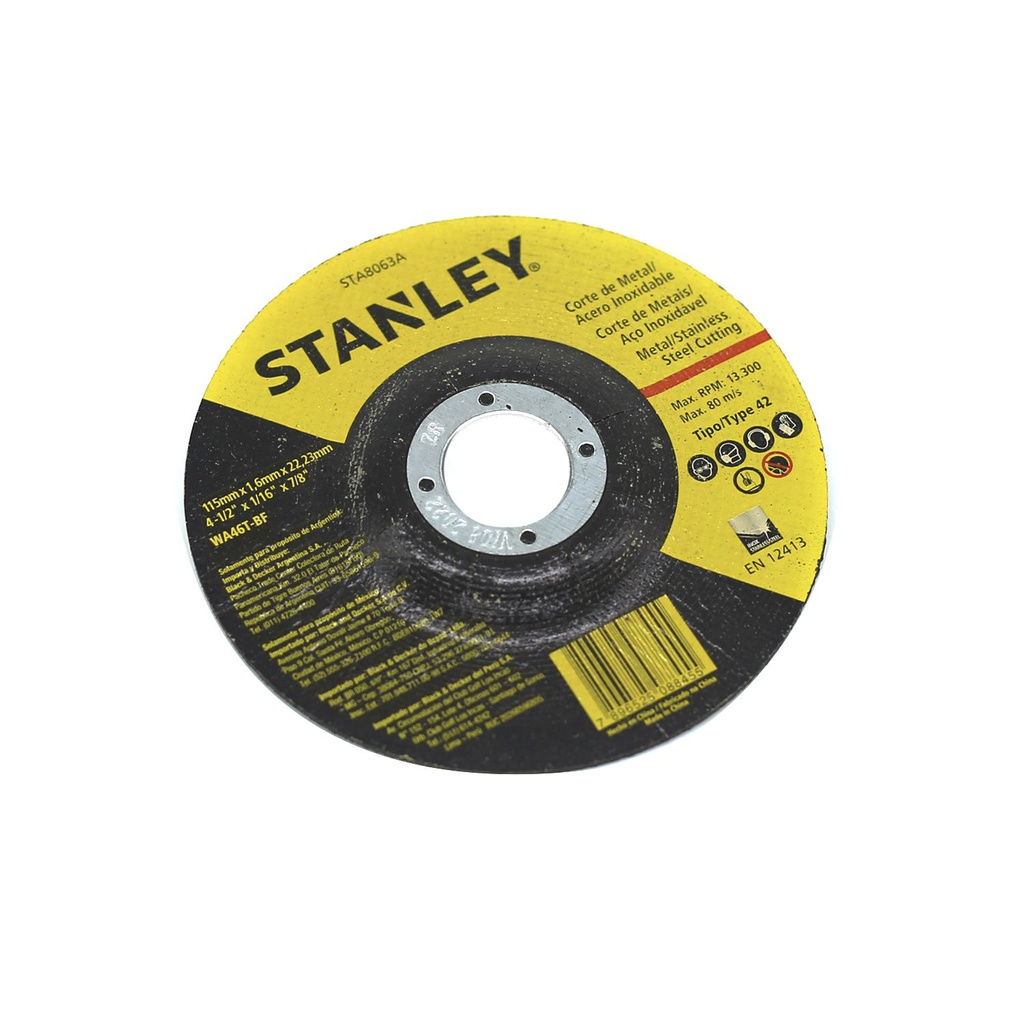 Disco cortar metal 4.1/2x1/16"x7/8" stanley 8063a