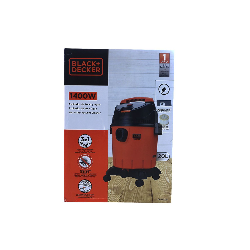 Aspiradora 5.2-gln 1400w black&decker bdwd20-b3