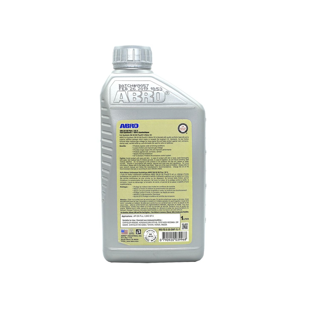 Aceite de motor 5w/30 1-lt p full sintetico abro mof