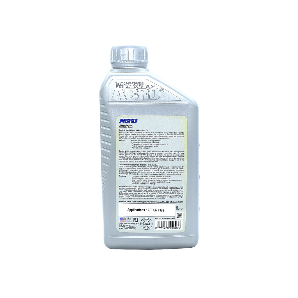 Aceite de motor 10w/40 1-lt plus full sintetico abro