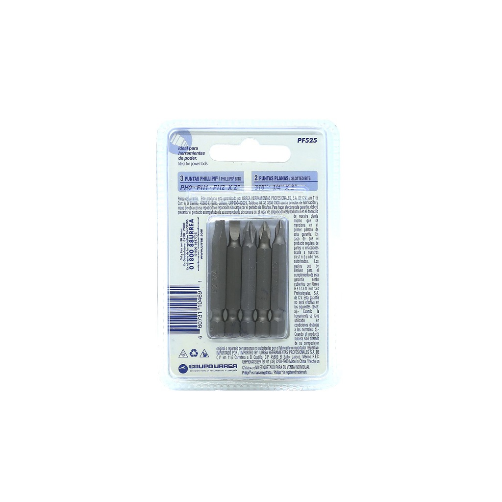 Puntas intercambiables 5pc 2" (+, -) surtek pf525