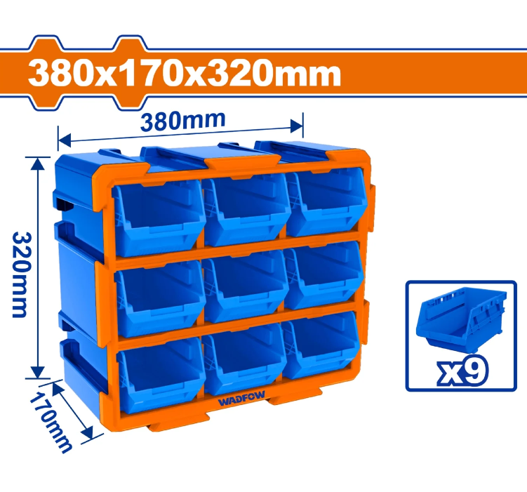 Caja Plastica Organizadora 9Pc Wadfow Wtb8330 Azul
