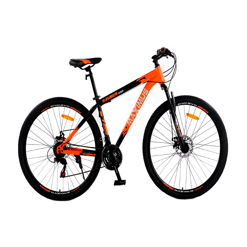 Bicicleta 29 mtb 21v maximus de  metal negro/anaranjado armable
