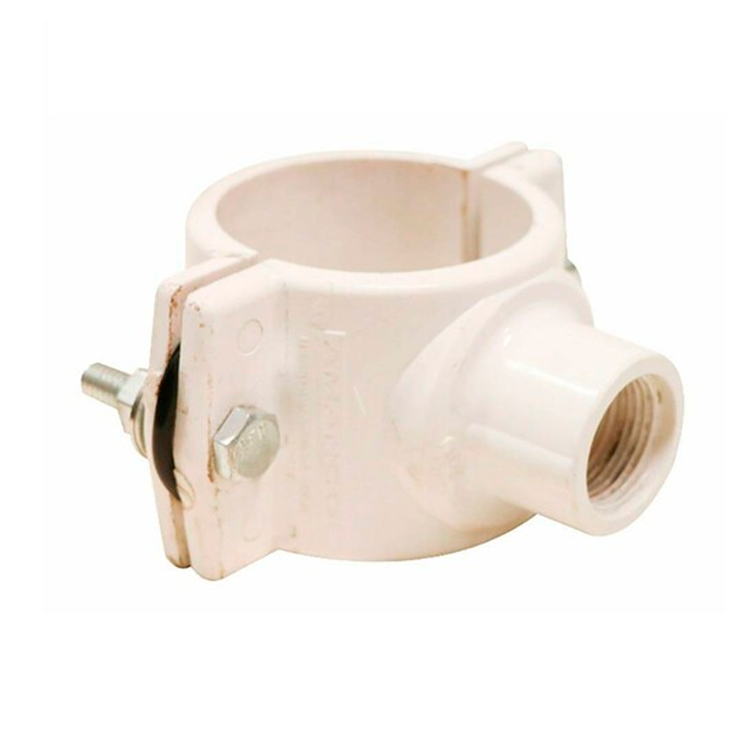 Abrazadera pvc 3"x1/2" blanco