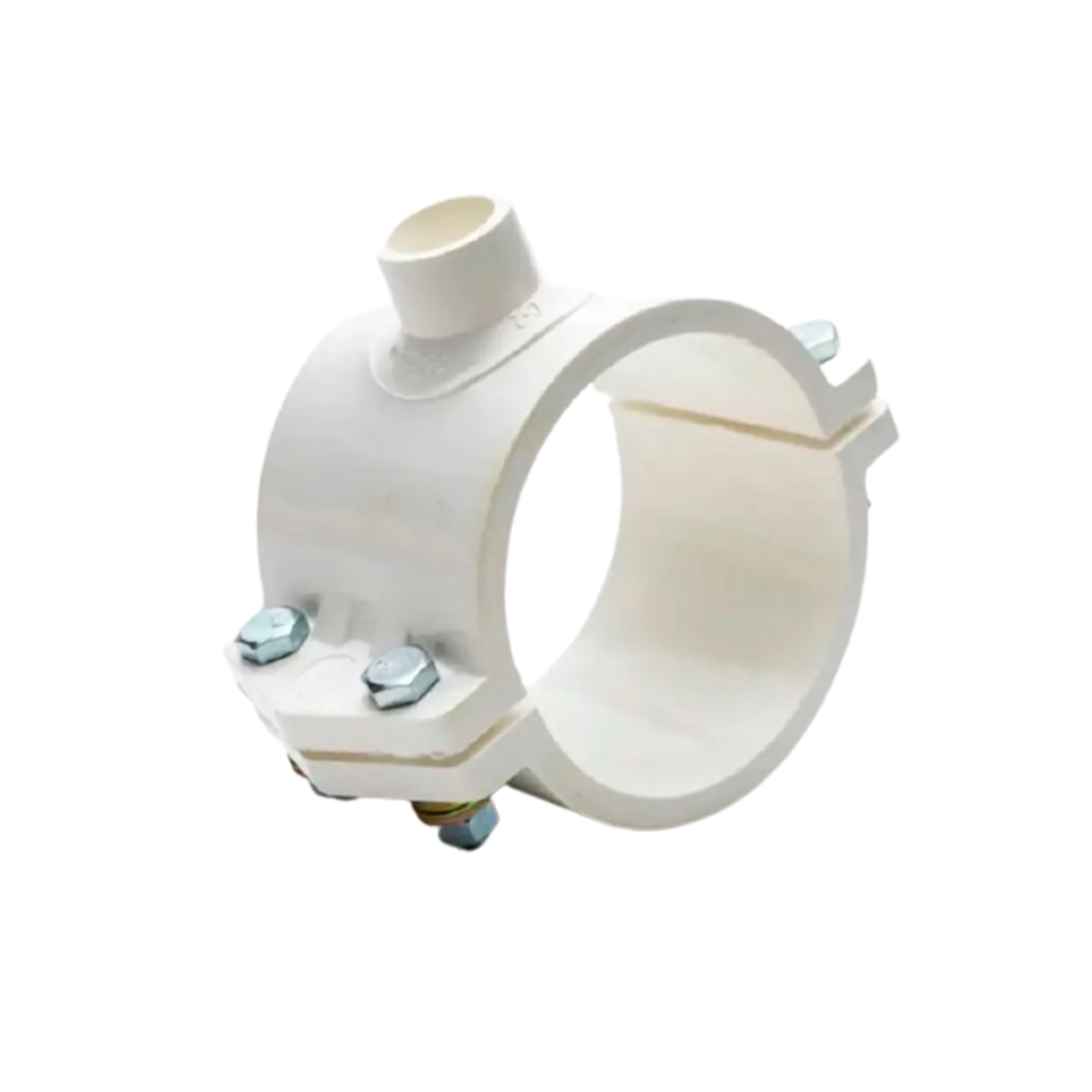 Abrazadera pvc 4"x1/2" blanco