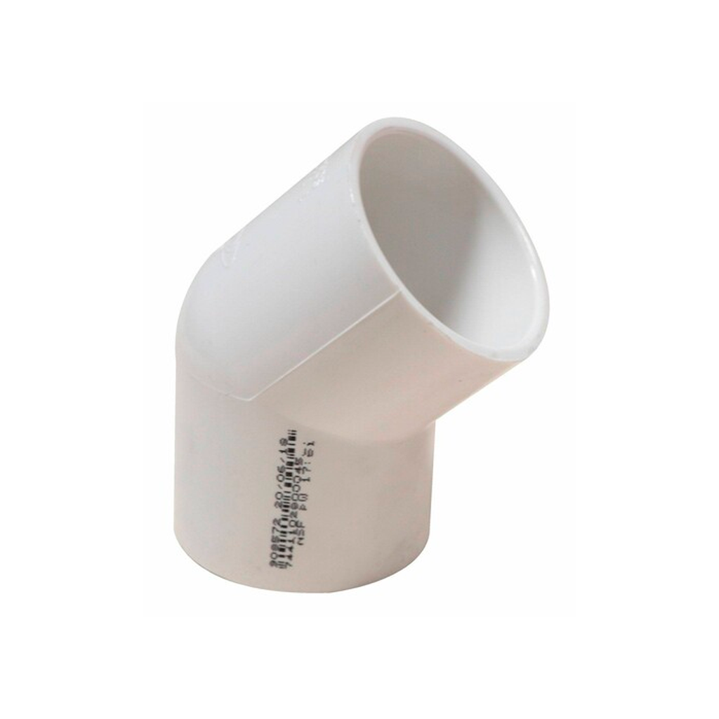 Codo pvc 1.1/4"x45 sin rosca inyectado