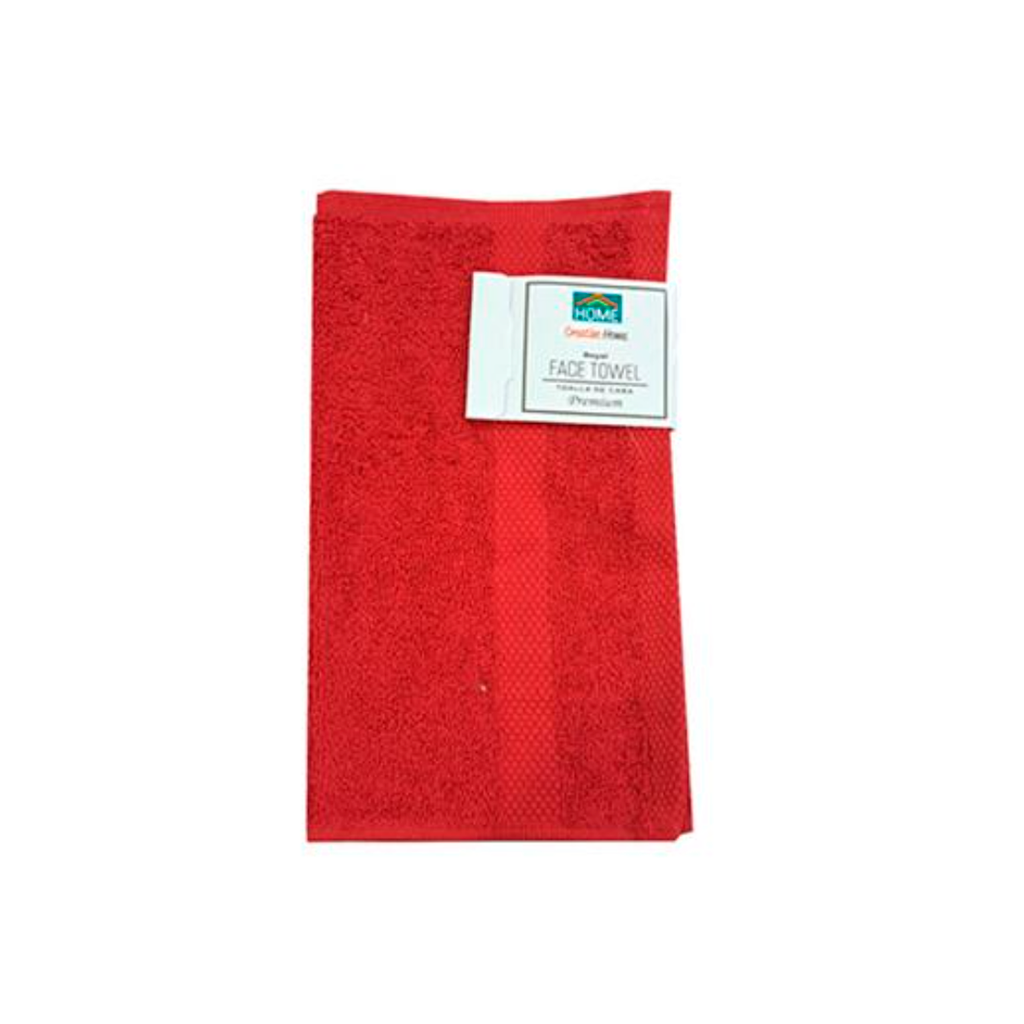 Toalla para cara algodon 13"x13" rojo
