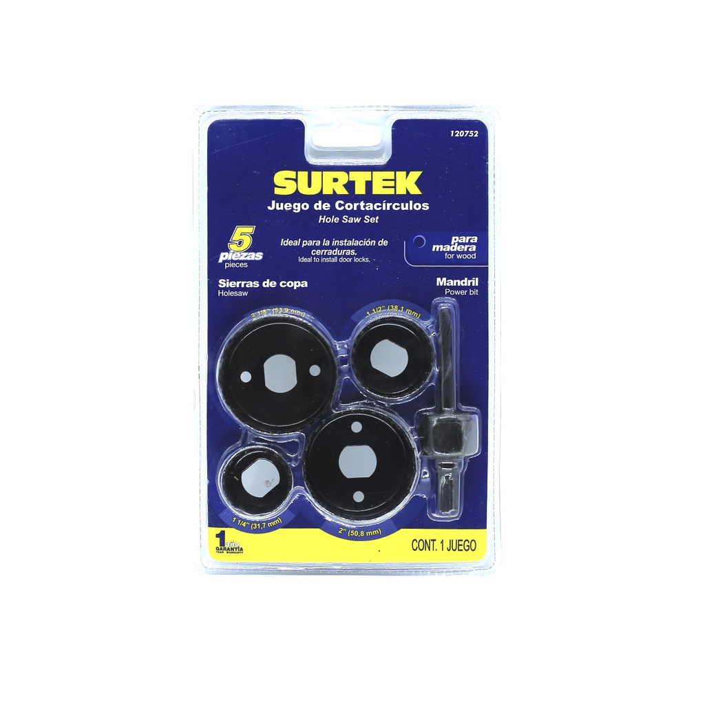 Broca para madera instalación cerradura set-5pc 120752