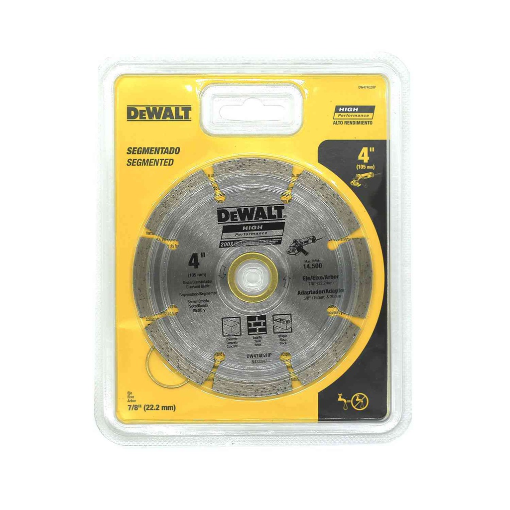 Disco diamantado cortar concreto 4" segmentado dw47402hp