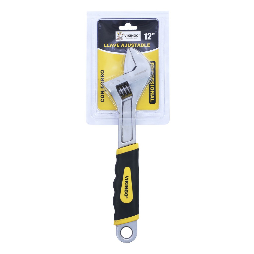 Llave ajustable 12" vikingo 300065n forro amarillo/negro