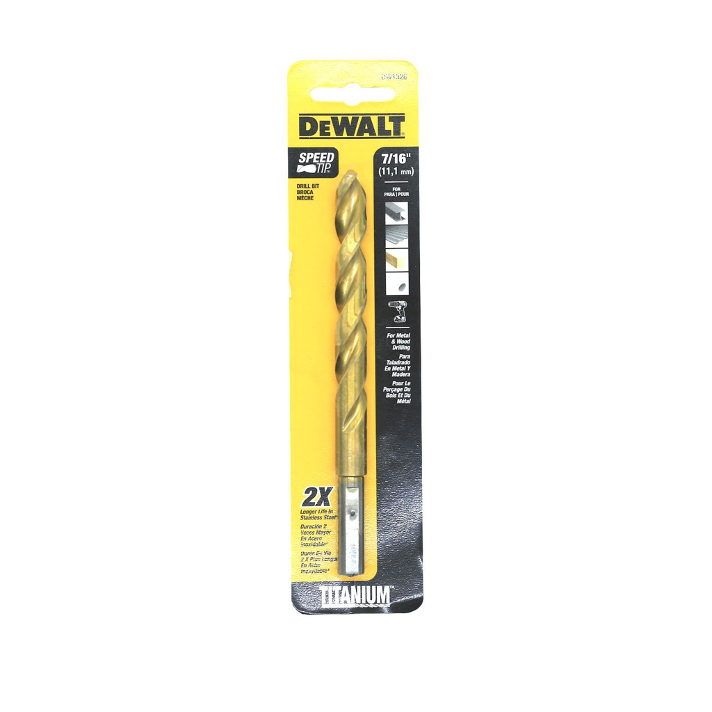Broca hierro 7/16" titanio dewalt dw1328