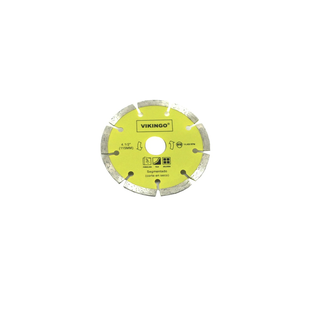 Disco diamantado cortar concreto 4.1/2" segmentado vikingo