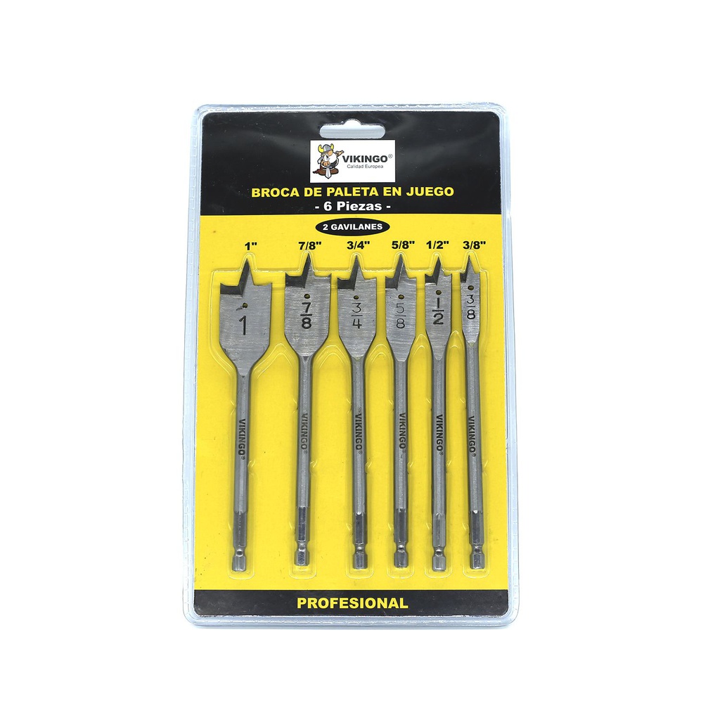 Broca para madera tipo paleta 6pc 3/8-1" 8/jf6046 v