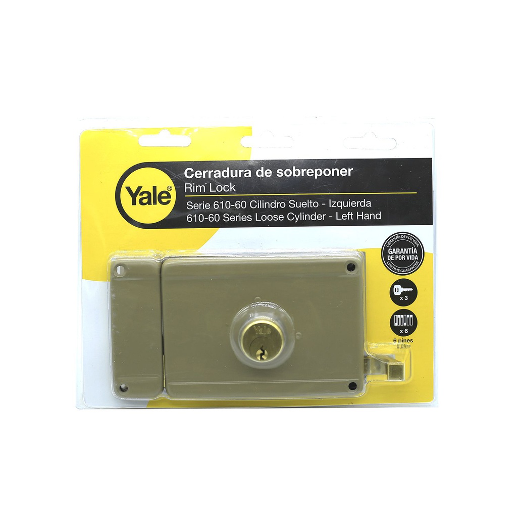 Llavin doble seguro yale izquierdo 610-60mm bg