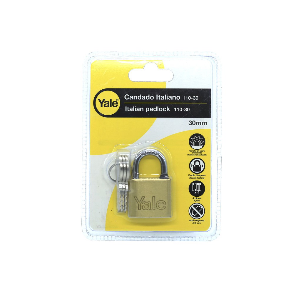 Candado yale 30mm laton 110-30 blister