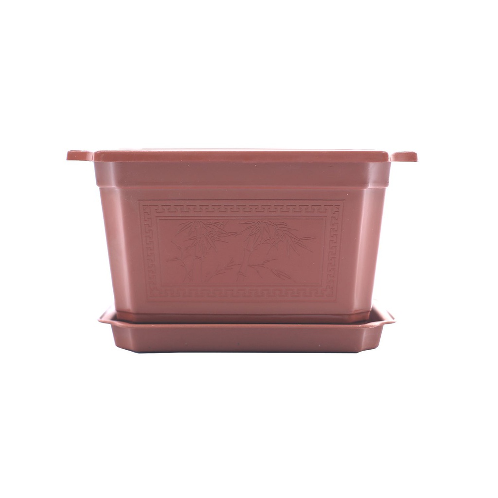 Macetera plástica rectangular 19x14x11cm con base 03804