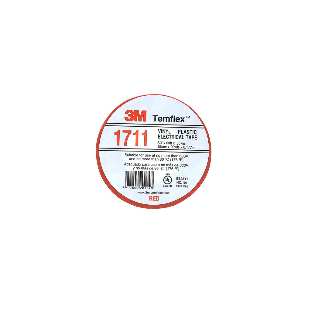 Tape electrico 3/4"x60' 3m 165 rojo