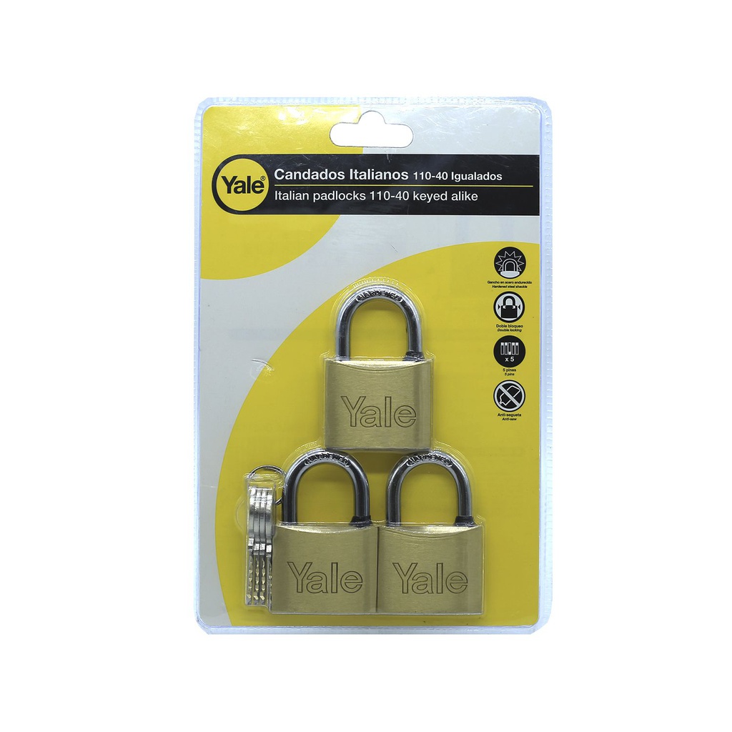 Candado yale 40mm laton 3pc 110 1133