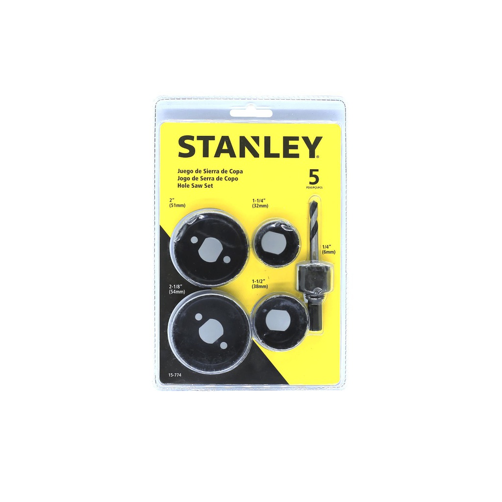 Broca sacabocado para madera y hierro 5pc stanley 15-774