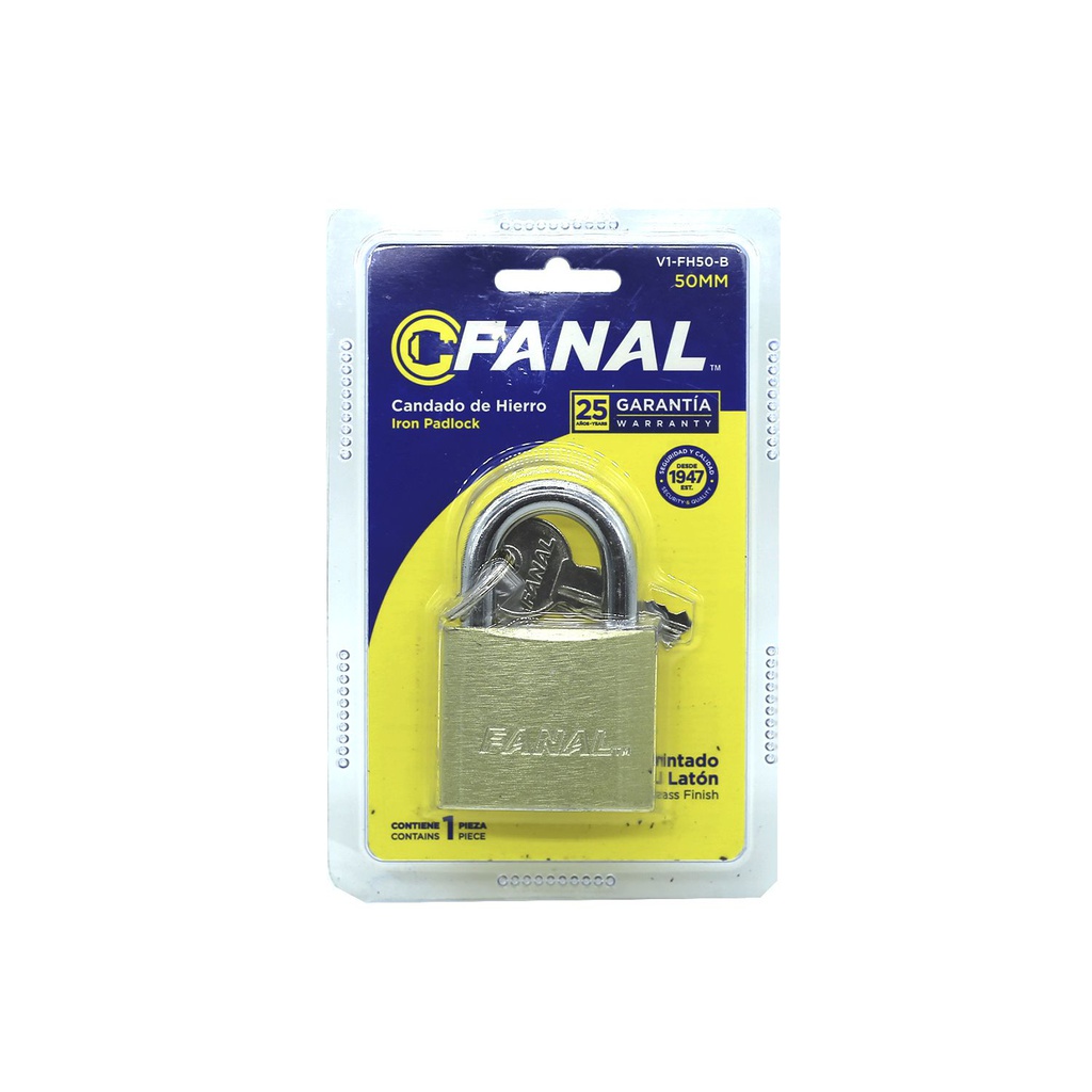 Candado fanal 50mm v1-fh50-b dorado blis