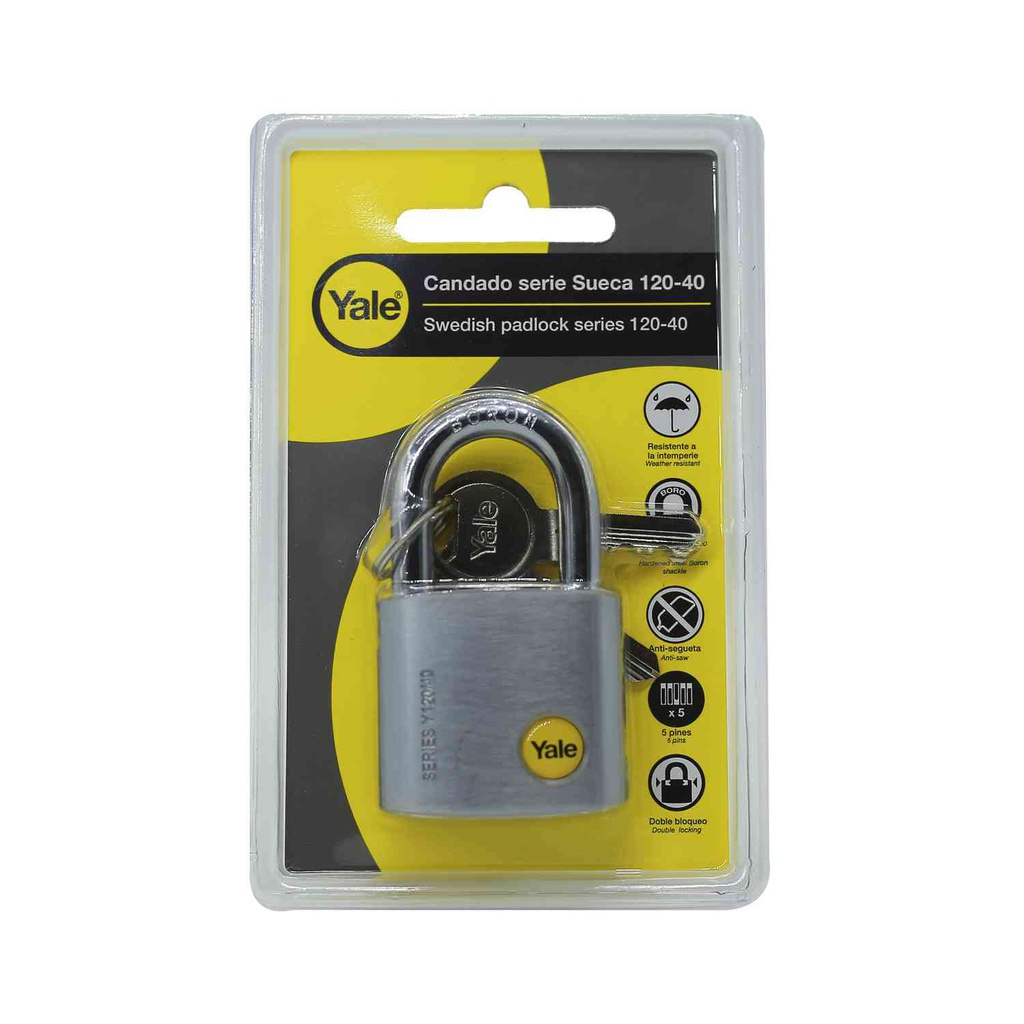 Candado de laton 40mm yale y120/40 blister