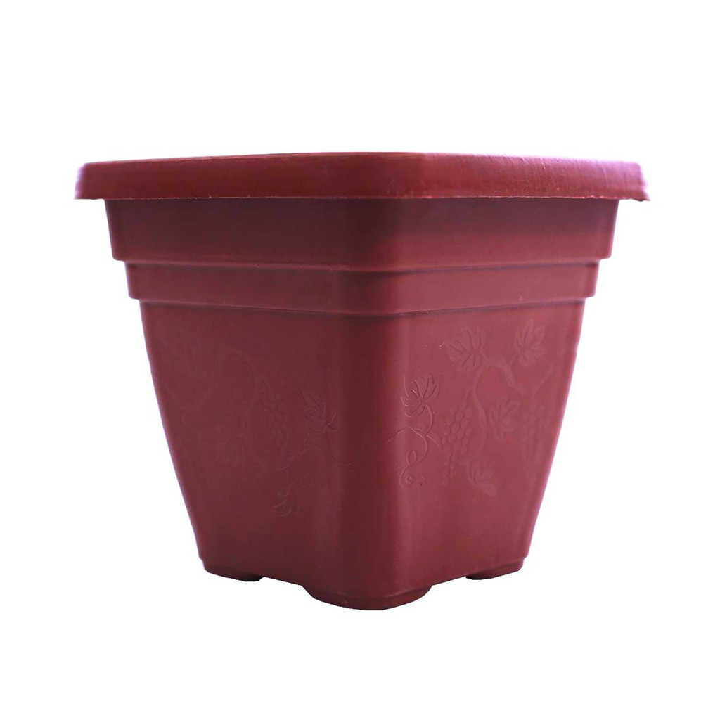 Macetera plastica cuadrada 19x18cm con base cl602185