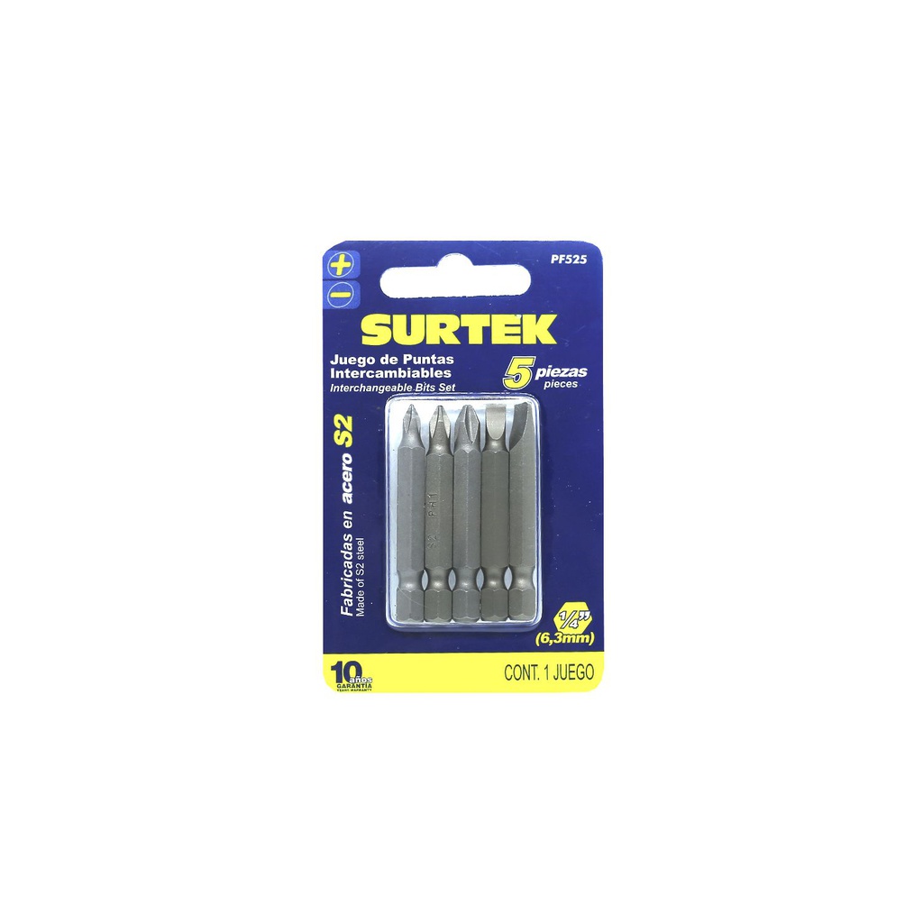 Puntas intercambiables 5pc 2" (+, -) surtek pf525