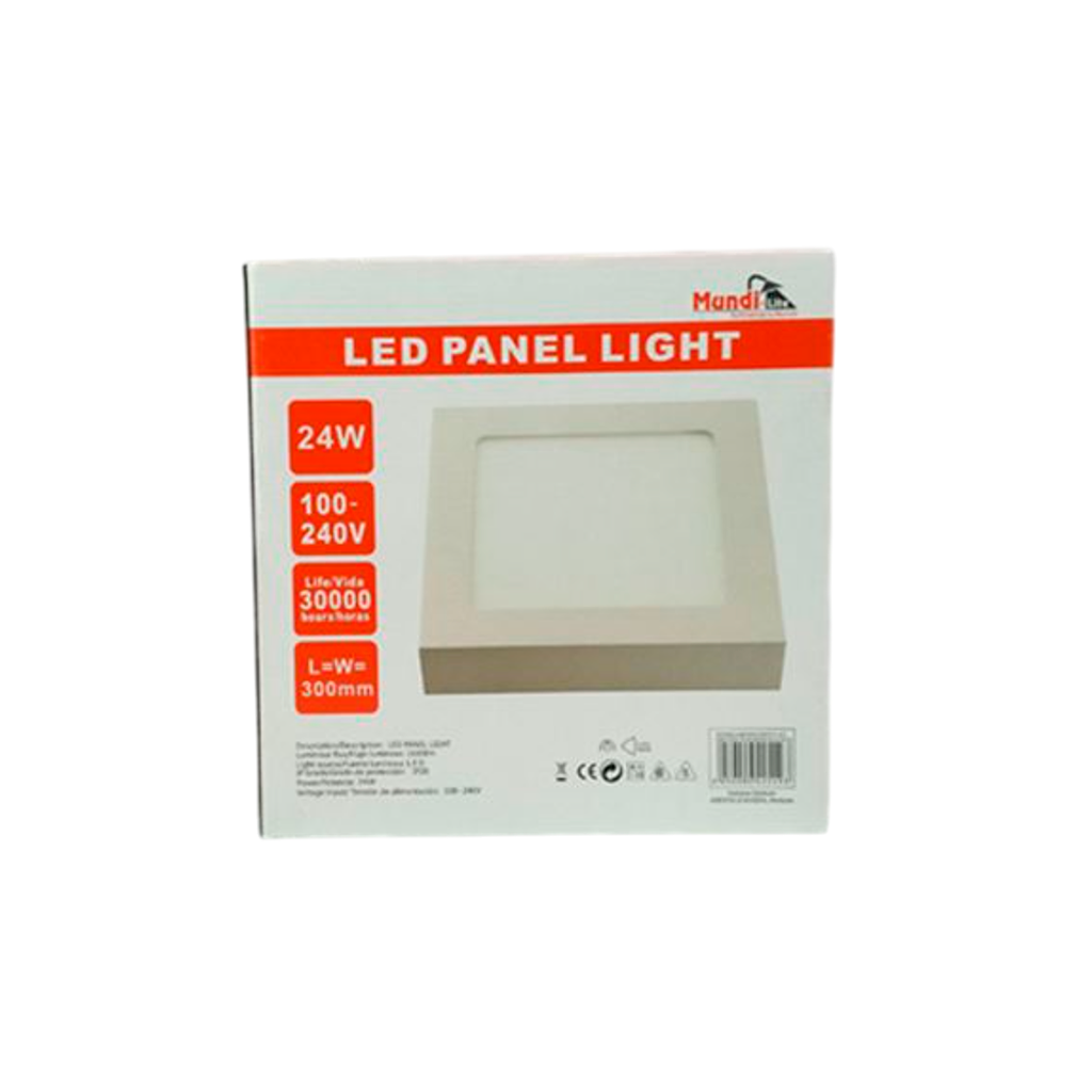 Lampara panel superior led 24w 29cm 6500k cuadrado