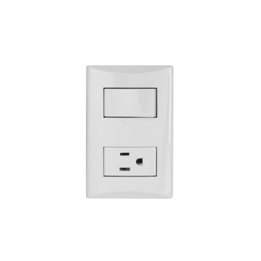 Switch sencillo con toma empotrable t&j 8006-w blanco