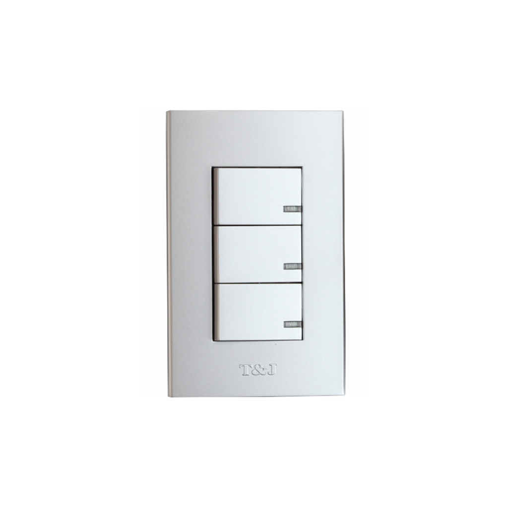 Switch triple empotrable t&j 8005pl vcs plata