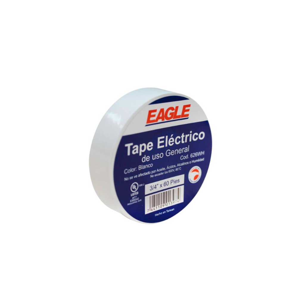 Tape electrico 3/4"x60' aguila 626-w blanco