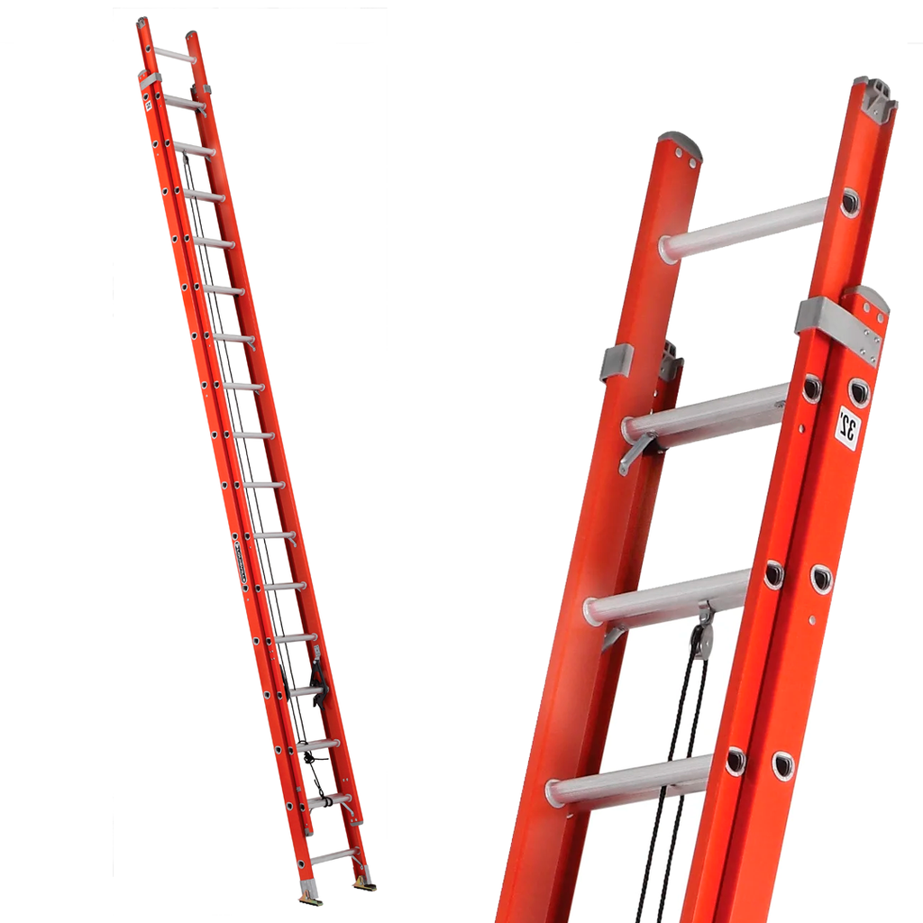 Escalera fibra vidrio recta ajustable 32' con lazo fe3232