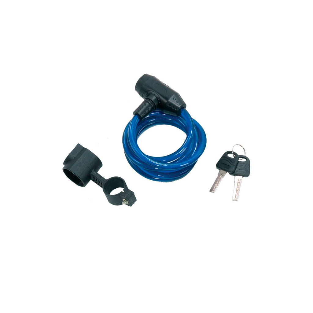 Candado cable 6x1500mm lock-1 con soporte azul