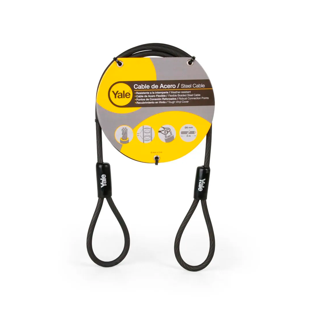 Candado cable yale 8mmx2m ycbl1/8/200
