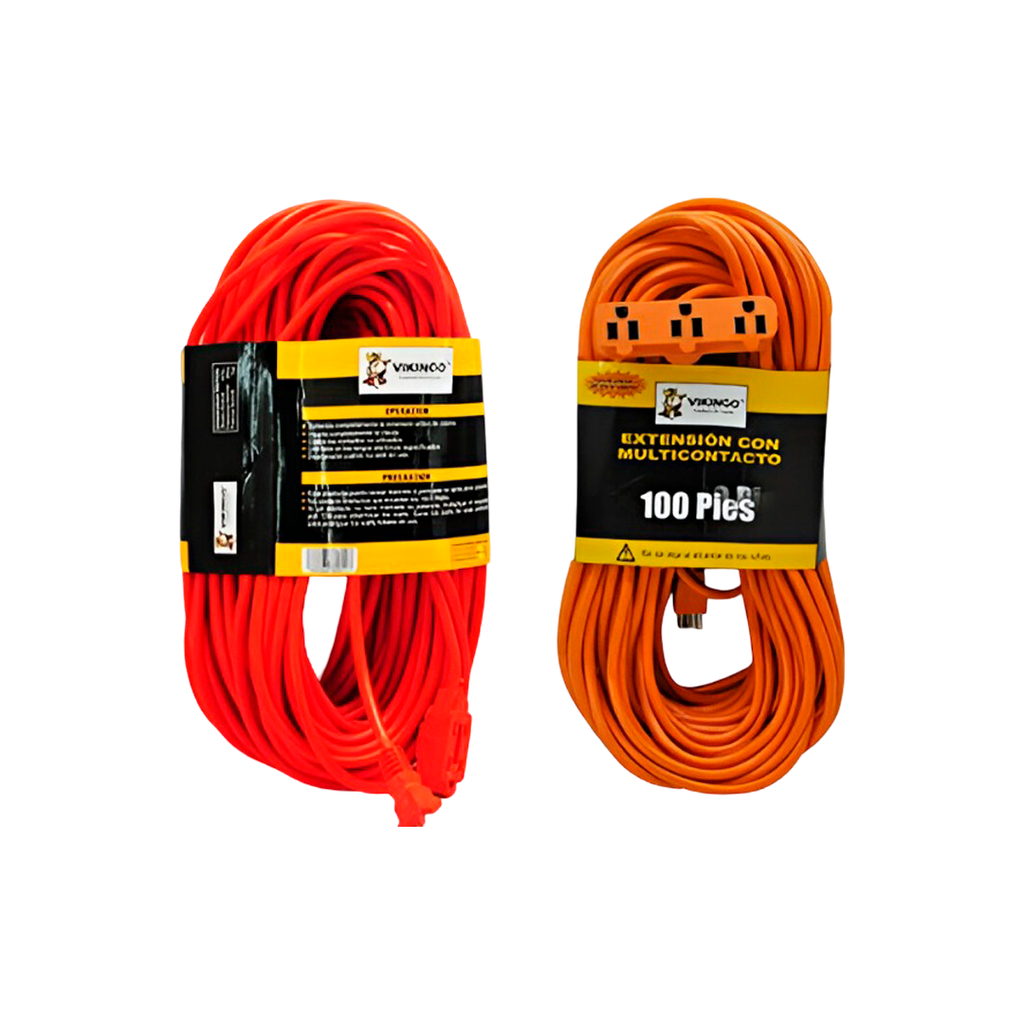 Extension electrica 100' industrial 2/16g vikingo 800903n naranja