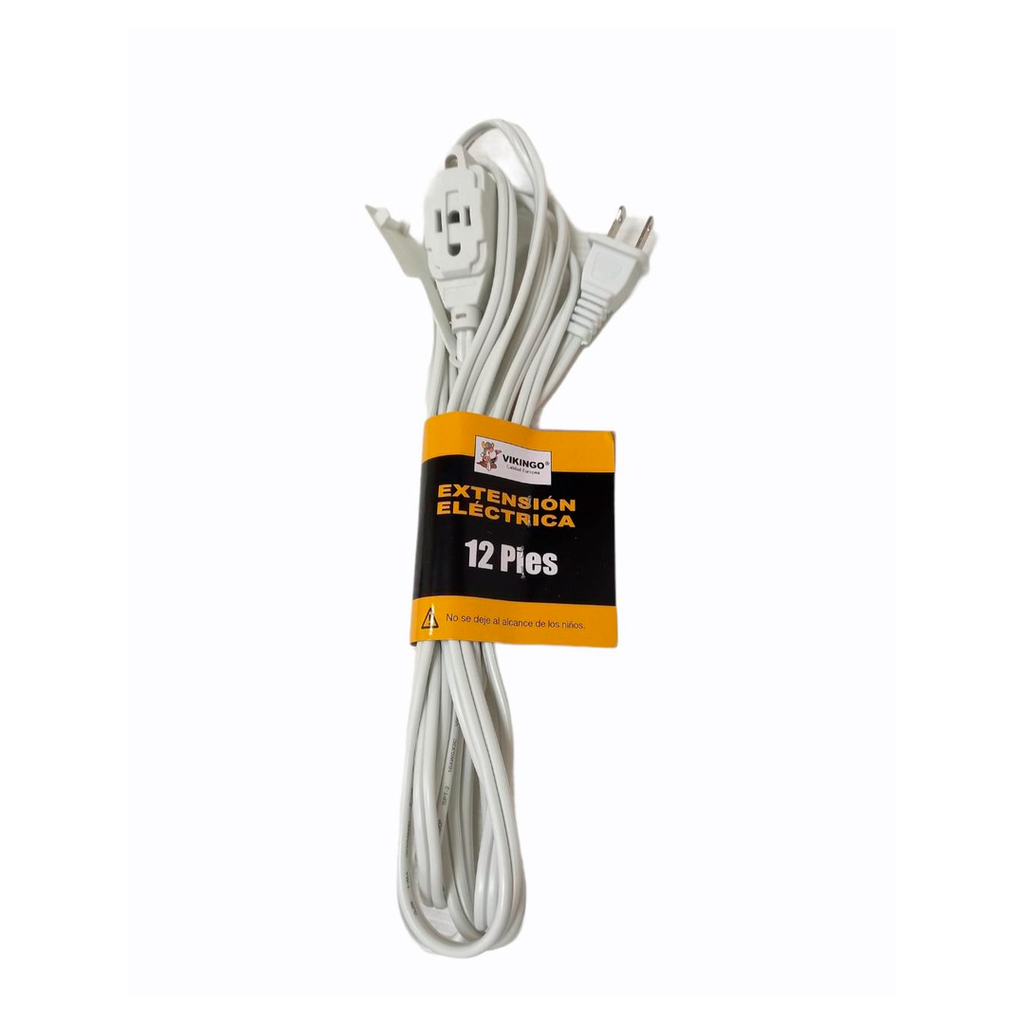 Extension electrica 12' 15a 2/16g vikingo 8/800802n blanco